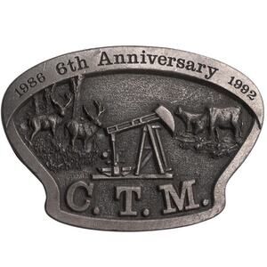 VTG 1986-1992 C.T.M. 6th Anniversary Pewter Belt Buckle Limited Edition 01/250